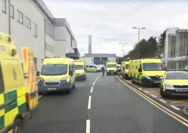 Ambulances outside Peterborough City Hospital