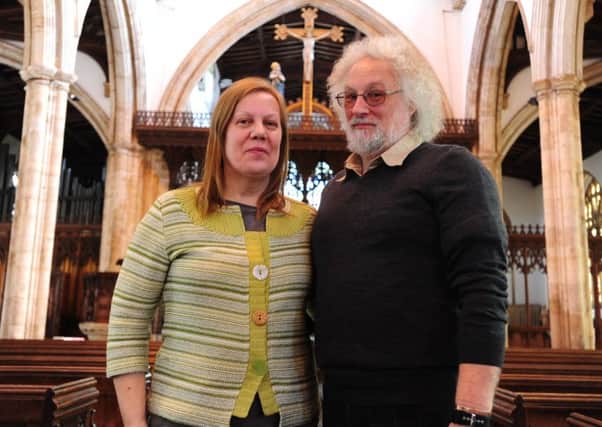 Local authors June and Vernon Bull prepare for their Lunchtime Lecture on the Potted History of St Johns Church EMN-140225-132409001