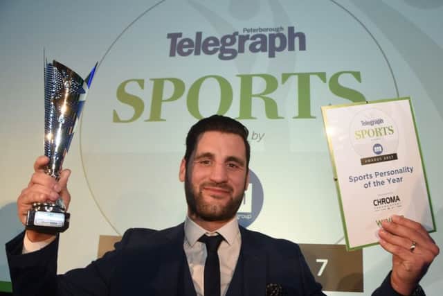 Peterborough Telegraph Sports Personality of the Year winner Cello Renda with his prizes. Photo: David Lowndes.