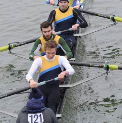 George Wilson, Alex Totty, Dan Heard, Martin Bagnell and cox George Bushell were  second in the mens Open coxed fours.