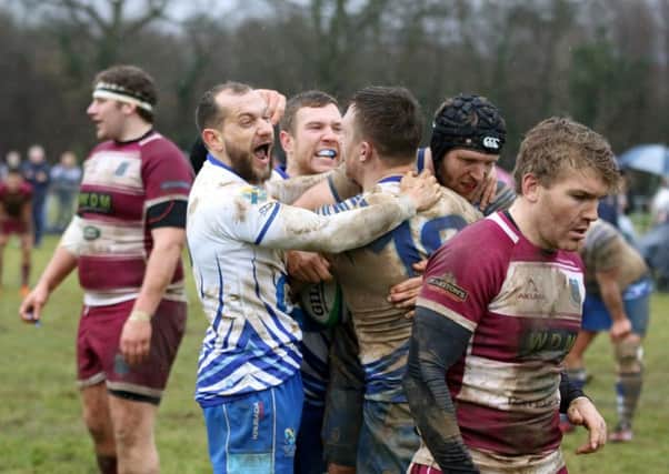 The Lions celebrate scoring a try in their big win over Newport a fortnight ago. Picture: Mick Sutterby