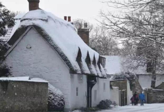 Snow in Orton Longueville village