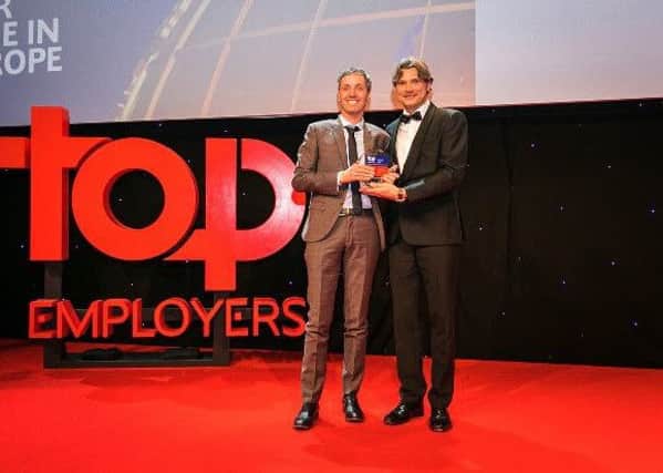left to right: Fabio Colombo, HR Director, Whirlpool UK Appliances Limited and Alessio Tanganelli, Regional Director, Top Employers