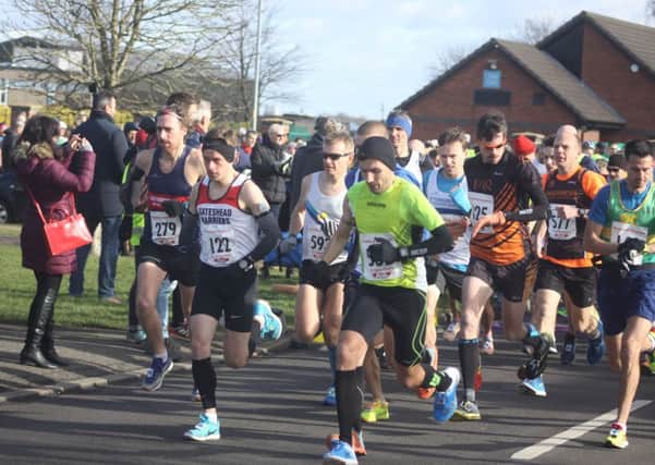 The start of the Stamford 30k with Aaron Scott at the head of proceedings. Picture: Tim Chapman