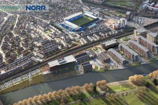 A computer-generated image of the Fletton Quays development