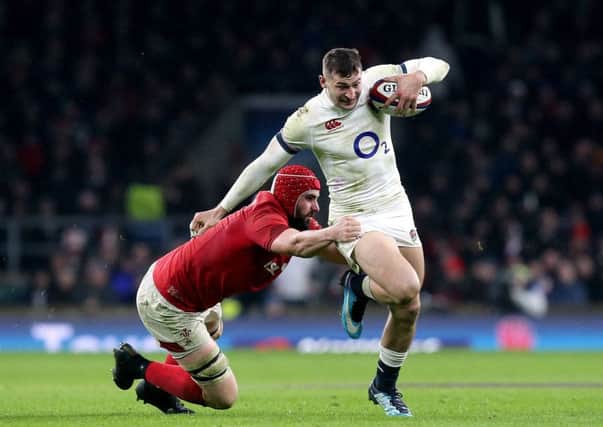 Jonny May on the attack for England against Wales.