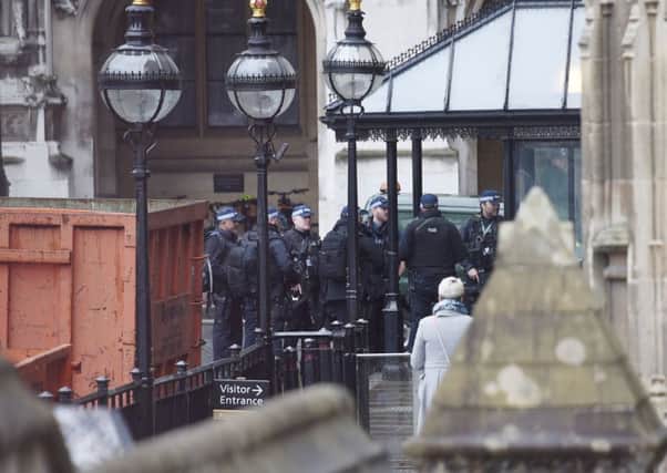 Armed officers deployed inside the Palace of Westminster. Picture: Kirsty O'Connor/PA Wire