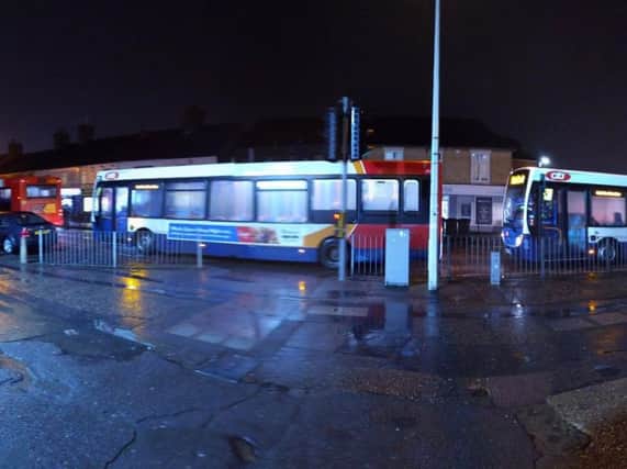The buses queued up waiting to get into the depot. Photo: @communityfirs13