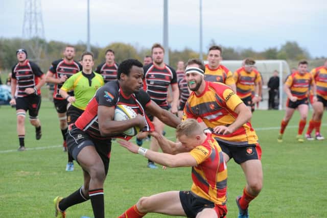 Vernon Horne attacks for Oundle in the game against Borough at Fengate in October.