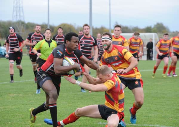 Vernon Horne attacks for Oundle in the game against Borough at Fengate in October.