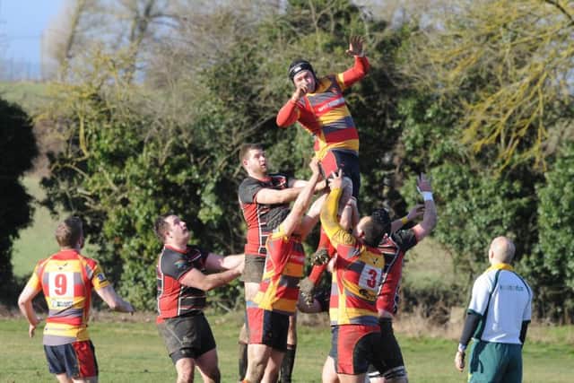 John Thompson wins lineout ball for Borough against Oundle. Picture: David Lowndes