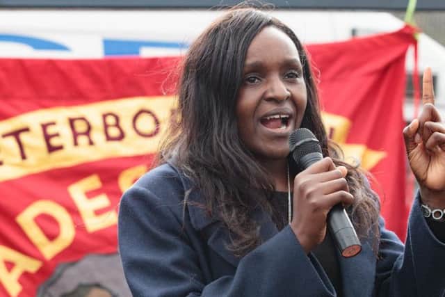 Peterborough MP Fiona Onasanya at the PTUC protest