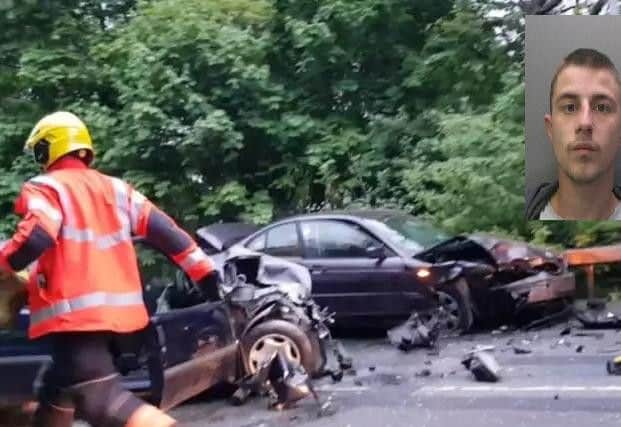 The crash scene and Leon Wells (Inset)