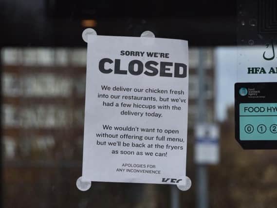 The note on the door of the London Road KFC in Peterborough today