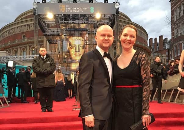 David Malinowski and wife Liz at the Baftas where he also triumphed