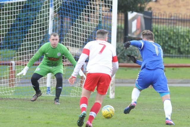 Action from Peterborough Polonia (white) v ICA Sports. Photo: David Lowndes.