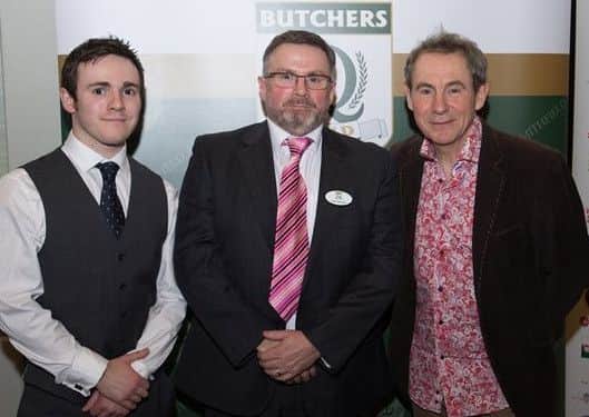 Tom Howsan and Glen Howsam with presenter Nigel Barden