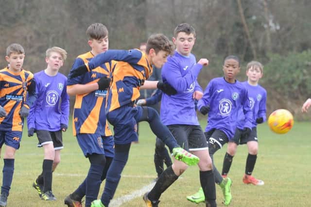 Action from Glinton and Northborough Amber Under 13s v Riverside Rovers Under 13s.