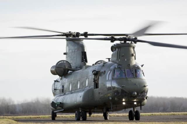 A Chinook at RAF Wittering in February 2018
