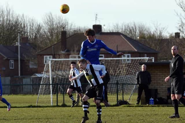 Action from Yaxley's (blue) 3-0 win at Peterborough Northern Star. Photo: Chantelle McDonald. @cmcdphotos
