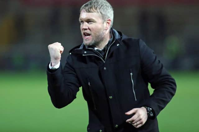 Grant McCann celebrates a dramatic win at Fleetwood earlier this season.