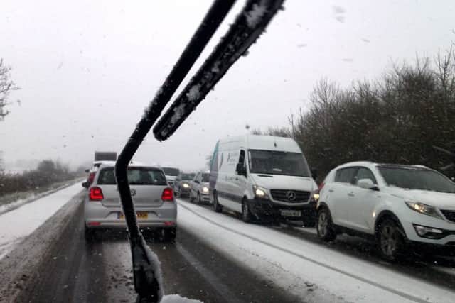Snow on the A16 near Boston this morning