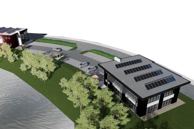 This image shows how the proposed office buildings at Kingston Park, Hampton, will appear when construction work is completed.