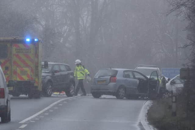 The scene of the third crash on the A47