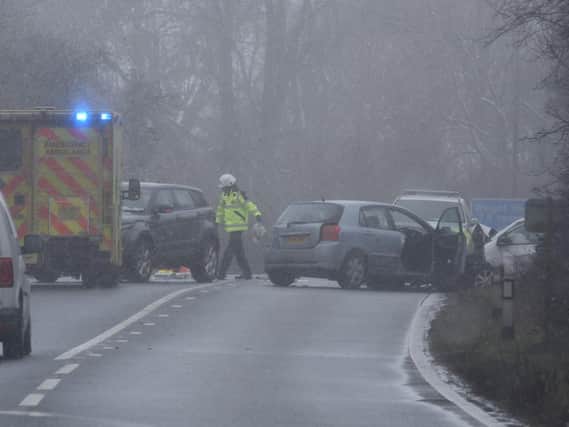 The scene of the third crash on the A47