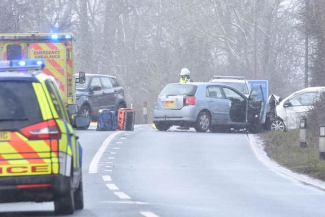 The scene of the collision on the A47 near Peterborough