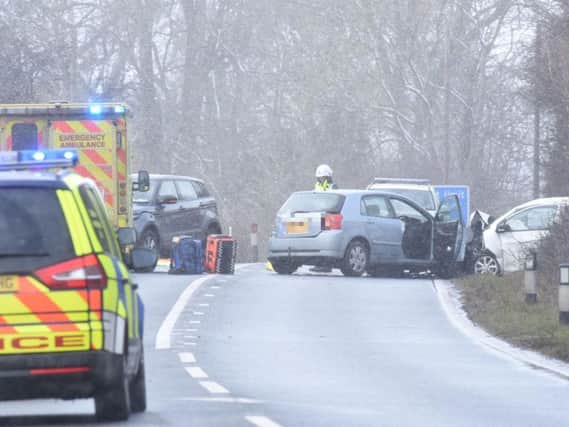 The scene of the collision on the A47 near Peterborough