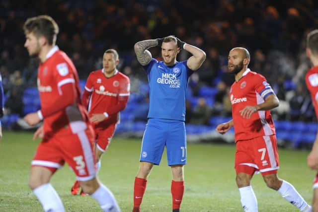 Posh forward Marcus Maddison after seeing his penalty saved by Walsall 'keeper Liam Roberts. Photo: Joe Dent/theposh.com.