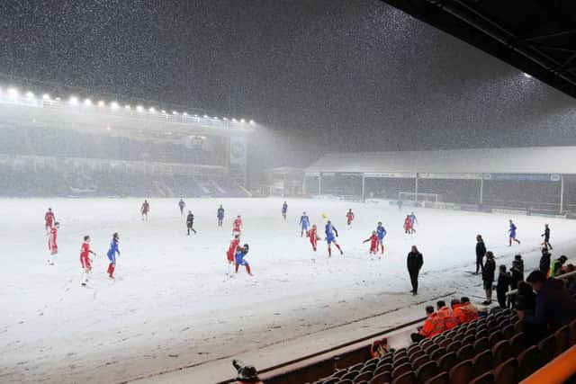 Posh and Walsall played through some remarkable weather conditions at the ABAX Stadium. Photo: Joe Dent/theposh.com.