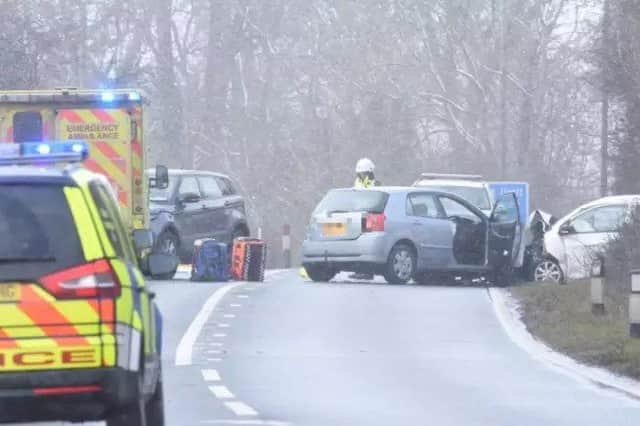 The scene of the collision on the A47 near Peterborough