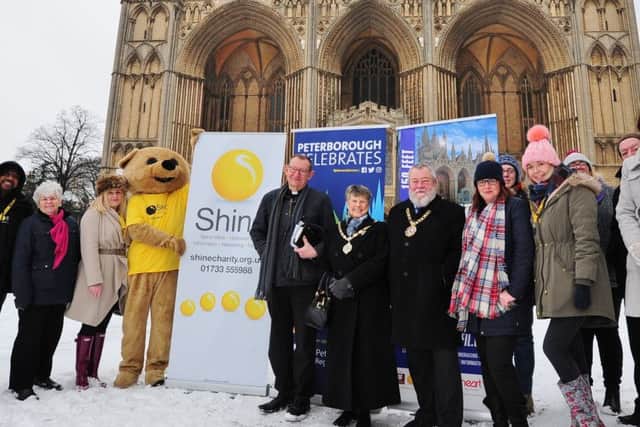 The launch of the abseil at Peterborough Cathedral