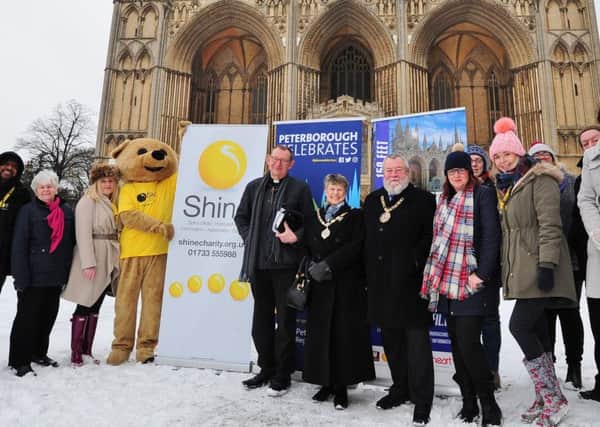 The launch of the abseil at Peterborough Cathedral