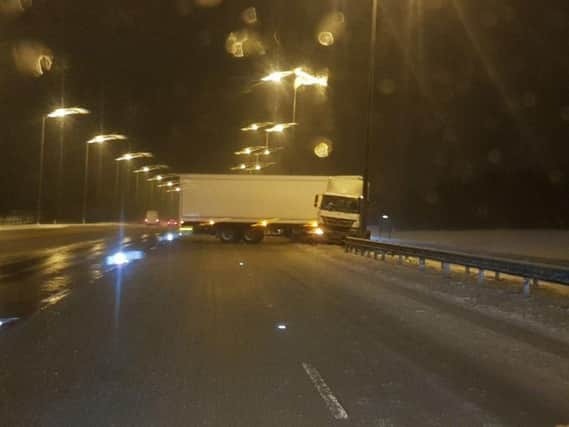 The lorry which crossed the central reservation. Photo: @roadpoloceBCH