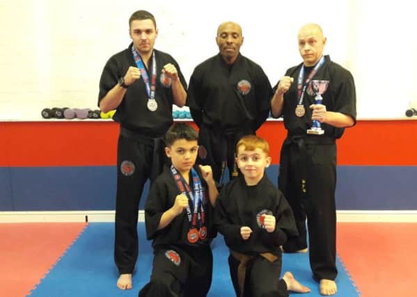 Pictured is the TASK team at the British Championships. From the left are, back, Grant Brown, Rob Taylor, Saulius Serzantux , front, Braydon Popat-Evans and Taylor Popat-Evans.