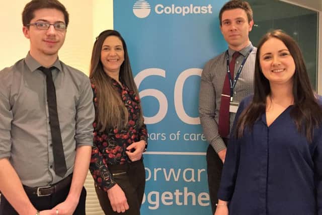 Coloplast apprentices Luke, Arethusa, Aleks and Andrew.