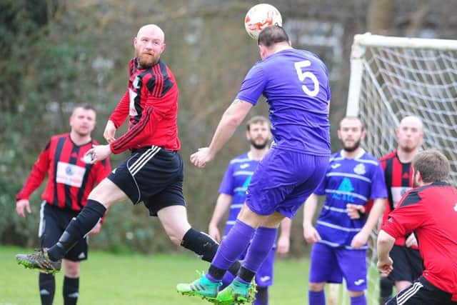 Action from Peterborough NECI 3, Weldon United Reserves 5 in a Northants Area Cup tie. Photo: David Lowndes.