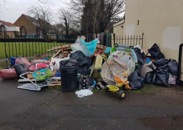 The fly-tip in Victoria Gardens. Photo: Richard Ferris