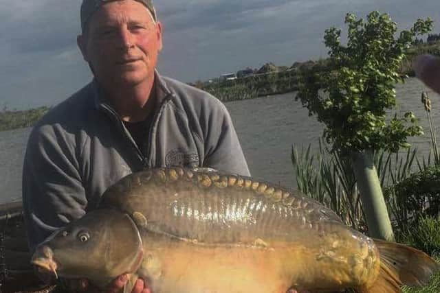 Dave Winkley with a huge fish taken from the Lapwing Pool.
