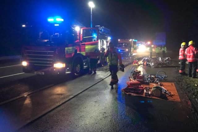 The scene of the crash on the A1. Photo: @Cambs Fire and Rescue