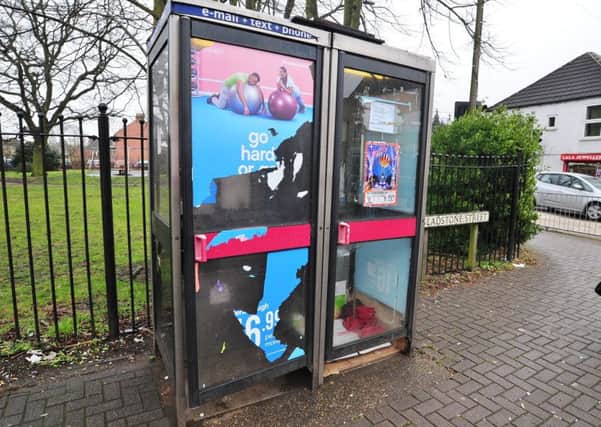 The phone box at Gladstone Street which is being lived in by a rough sleeper EMN-181203-232035009