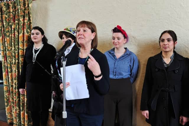 Peterborough Women's Festival at the Town Hall.  Gillian Beasley making a speech at the event. EMN-181003-174141009