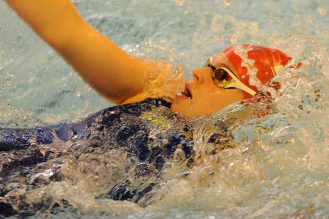 Holly Leggott breaks the clubs 50m backstroke record at Leicester. Picture: Chris Lowndes