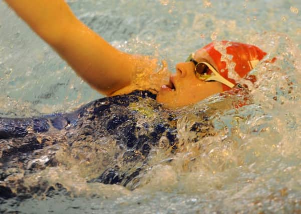 Holly Leggott breaks the clubs 50m backstroke record at Leicester. Picture: Chris Lowndes
