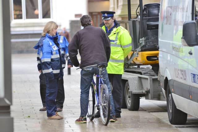 A cyclist is fined on Bridge Street