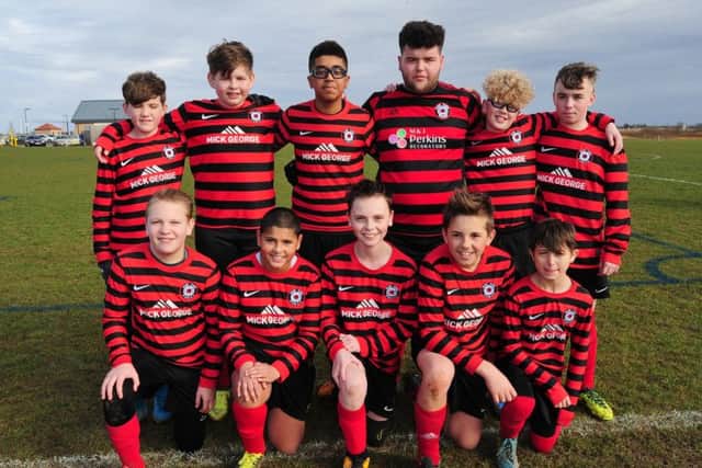 Pictured is the Park Farm Pumas Black Under 13 team beaten 11-1 by FC Peterborough. From the left they are, back, Jacob Green, Skye Hemingway-Gibbs, Curran Mangat, Flynn McAuley, Leo Carpenter, Kacper Klusek, front, Connor Richards, Musa Shah, Tyler Lenton, Baylin Rendell and Christian Hoskins.
