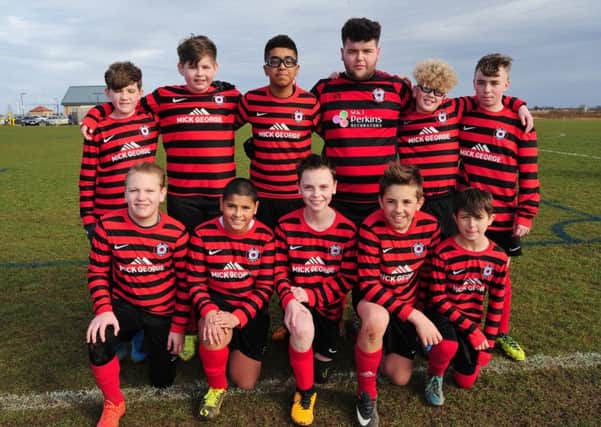 Pictured is the Park Farm Pumas Black Under 13 team beaten 11-1 by FC Peterborough. From the left they are, back,  Jacob Green, Skye Hemingway-Gibbs, Curran Mangat, Flynn McAuley, Leo Carpenter, Kacper Klusek, front, Connor Richards, Musa Shah, Tyler Lenton, Baylin Rendell and Christian Hoskins.